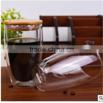 350ml,450ml Handmade Christmas Thermos Pyrex Double Wall Glass Cup, Prevent rupture glass cup with bamboo lid ,in stock.