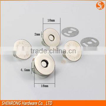 Total 5mm thick round silver magnetic snap button for bag and purse