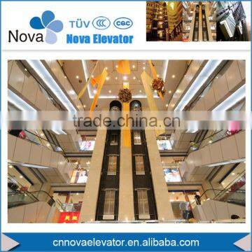 800kg~1000kg,1.0m/s~1.75m/s MRL Panoramic Elevator for Supermarket