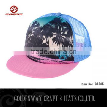 Wholesale Trucker Hat Embroidery Flat Brim Cap Custom Trucker Cap Mesh Cap