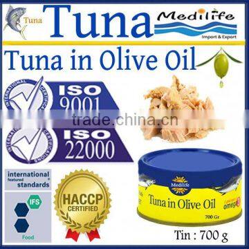 Chunk Tuna in Olive Oil ,Canned of Tuna in Olive Oil, Tuna in Olive Oil Tin, 100% High Quality of Tuna, Fresh Tuna 700 g