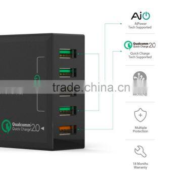 Aukey Quick Charge 2.0 54W 5 Ports USB Desktop Charging Station Wall Charger,EU Plug photo-3