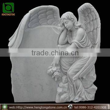 Western Style White Marble Angel Memorial Headstone Design