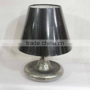 Silver Table lamp etching design with black lamp shade