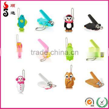 Protable cute bbw 3d animal shape silicone nail clipper made in china