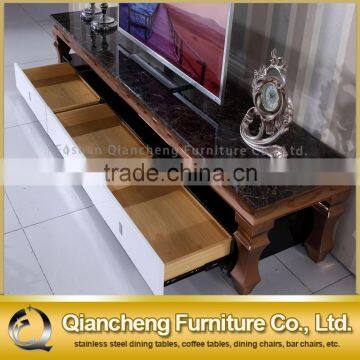 Modern Marble Surface Stand TV With Stainless Steel Feet photo-4