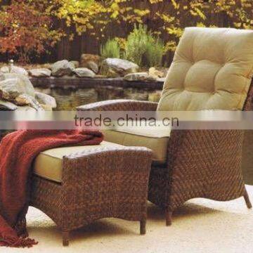 Leisure Garden Rattan Reliner Arm Chair With Ottoman Patio Furniture photo-2