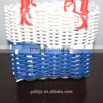 Handmade Plastic Woven Basket With Handles photo-3