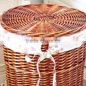 100%handmade With Cover Brown Wicker Laundry Basket photo-2