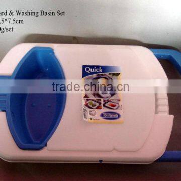 3 in 1 Flexible Plastic Cutting Board With Colander and Washing Basin photo-4