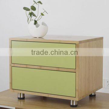 Small bamboo material living room storage cabinet with two drawer