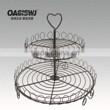 powder coated 2-tier Round Shape Wire Cupcake Stand /cupcake holders