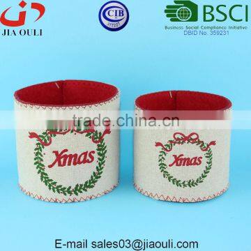 BSCI Audit Factory With Screenprinting Linen Xmas Felt Planter Pot photo-4