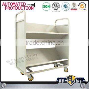 School Library Steel Book Wheels Trolley Cart With 2 Shelves photo-2