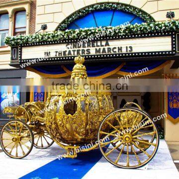 BISINI Princess Cinderella Pumkin Car Luxury Horse Saddle Royal Golden Carriage Wedding Carriage(BG11-M052) photo-3