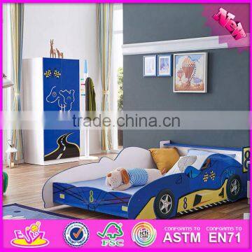 2016 wholesale fashion wooden children bedroom with car bed W08A083