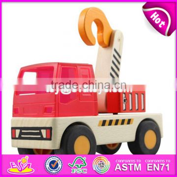 Top fashion kids wooden toy crane truck high quality children wooden toy crane truck W04A062