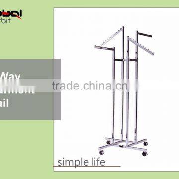 Steel Adjustable Arm Store Fixture Display Stand 4 Way Garment Hanging Rail