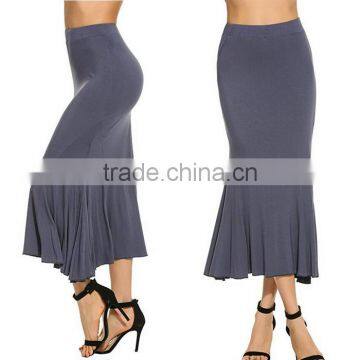 Womens Tight Skirt Stylish Stretchy Fishtail Mermaid Slim Fit Pleated Cotton Polyester Korean Style Long Skirt Fashion