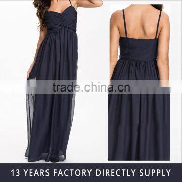 PLAIN CHIFFON PLEATED STRAP BANDEAU EVENING DRESS SIMPLE DRESS