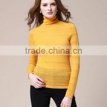 OEM Ladies Fashion Long Sleeve High-neck Solid Vantage Woman Slim Pullover Sweater