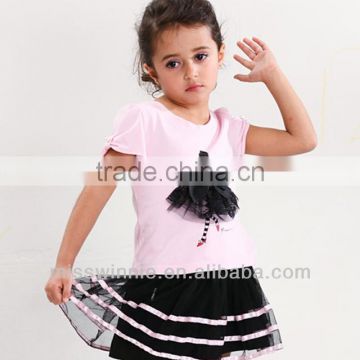 OEM pajama kids clothing sets children's clothing girls high quality tops + skirt sets