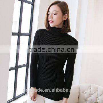 Slim Fit Soft Hand Feel Long Sleeve Knitted Pullover Wool High Neck Sweater for Women photo-4