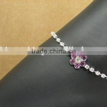 European style claw chain anklet purple flower crystal foot chain crystal foot jewelry for single lady