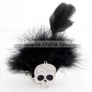 Fashion Large Full Rhinestone Skull Brooches Peacock Feather Corsage Brooch All-match Formal Dress Clothing Clasp photo-5