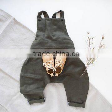 New Casual Design Brick Red Linen Boutique Kids Clothes Summer Baby Romper photo-5