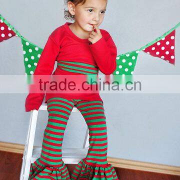 Wholesale Children's Boutique Clothing Christmas Baby Girls Ruffled Christmas Outfits