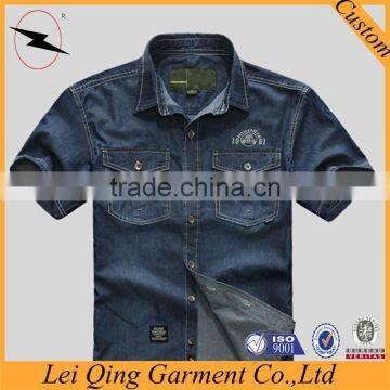 Top Quality Denim Short Sleeve Custom Mechanic Shirts photo-4