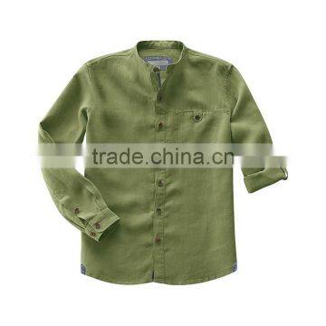 Mens Mandarin Collor Linen Cotton Blend Shirt photo-3