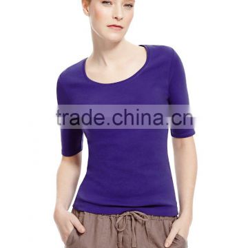 purple blank round collar women t shirt wholesale