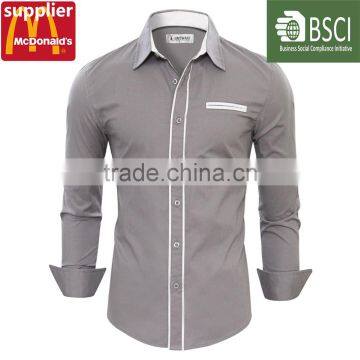 2017 Fashion 100%cotton Long Sleeve Stand Collar Custom Men Oxford Shirt photo-3