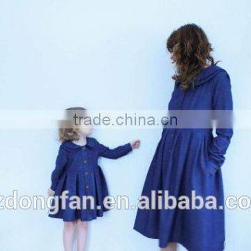 2017 New Arrivel Matching Mother and Daughter Dresses Mommy and me Vintage Denim Dresses photo-4