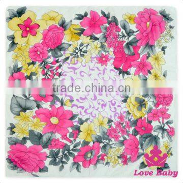 Made In China Cheap Floral Jacquard Printing Bandanna Pattern Silk Flower Kids Scarf