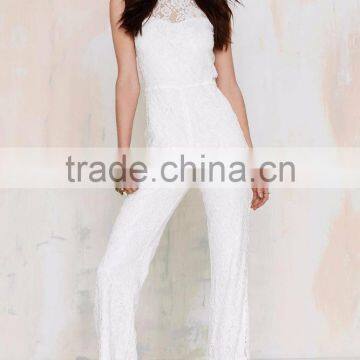 Elegant Partially Lined Mock Neck Jumpsuit Fashion Back Cutout Onesie Adult Jumpsuit photo-4