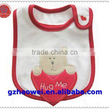 "Hug me" Embroidered bear baby drool bib