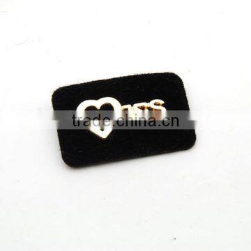 Black PU Felt Leather Sew on Patches With Gold Metal Plates Fashion Clothing Label for Jeans/jacket PLB-008 photo-3