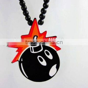 Good quality Hip-hop Bomb shape wood Ball Bead Chain Necklaces