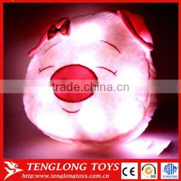 Hot sale LED night light pink lovely pig head lighted pillow