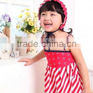 2015 wholesale baby stripe red with white swimsuit fashion swimsuits for girls