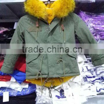 Parka Kids Wear 2015 Coat Jackets For Children Clothing Factory Girls' Faux Fur-Lined Army Coat Kid Clothes Fur Coat photo-5