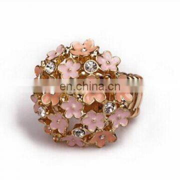 Fashion New Korean Style Enamel Rhinestone Flower Women's Alloy Stretch Finger Ring