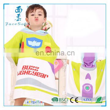 Wholesale Clothing 100% Cotton printed cotton children hooded beach towel poncho manufactures