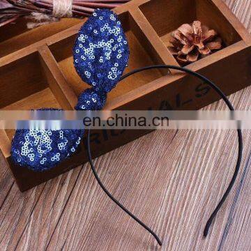 Hot sale cute sequin knot bowknot 1cm satin Headband for kids