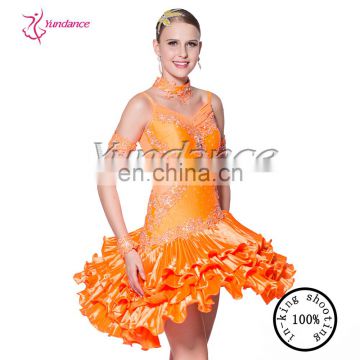 2016 Orange Fashion New Summer Latin Dance Dress L-1181