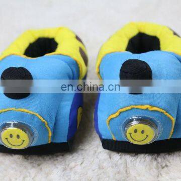 Wholesale Custom LED Light up Car Shape Plush Slippers For Kids