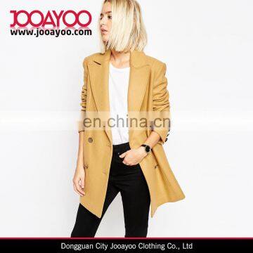 Women Winter Jacket Double Breast In Wool Mix Big Lapel Women Camel Winter Coat